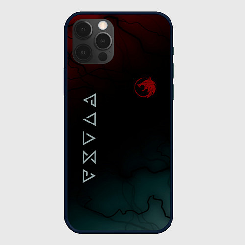 Чехол iPhone 12 Pro The witcher Волк Черные Молнии / 3D-Черный – фото 1