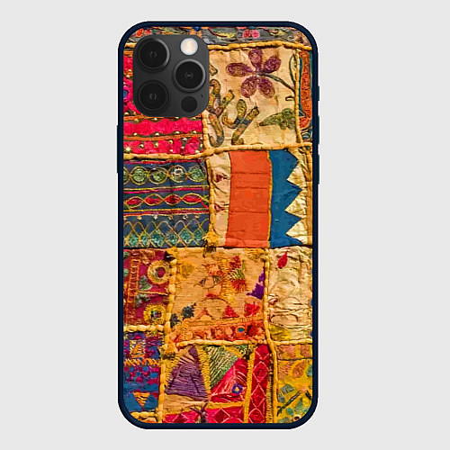 Чехол iPhone 12 Pro Пэчворк Лоскутное одеяло Patchwork Quilt / 3D-Черный – фото 1