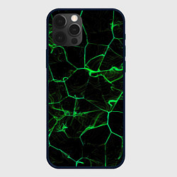 Чехол для iPhone 12 Pro Абстракция - Черно-зеленый фон - дым, цвет: 3D-черный