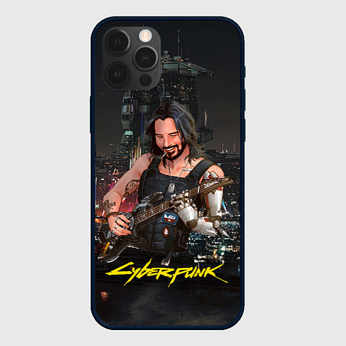 Чехол iPhone 12 Pro Johnny в гитарой Джонни Cyberpunk2077 / 3D-Черный – фото 1