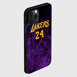 Чехол для iPhone 12 Pro Lakers 24 фиолетовое пламя, цвет: 3D-черный — фото 2