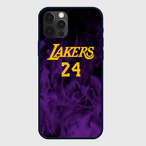 Чехол iPhone 12 Pro Lakers 24 фиолетовое пламя / 3D-Черный – фото 1