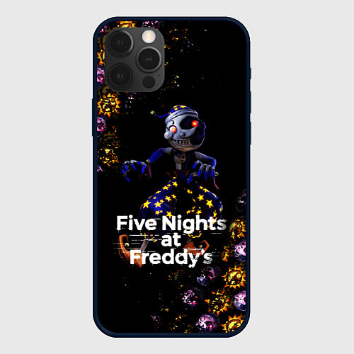 Чехол iPhone 12 Pro Five Nights at Freddys Луна паттерн / 3D-Черный – фото 1