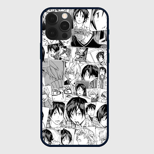 Чехол iPhone 12 Pro Бакуман паттерн / 3D-Черный – фото 1