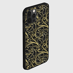 Чехол для iPhone 12 Pro Золотистые узоры, цвет: 3D-черный — фото 2