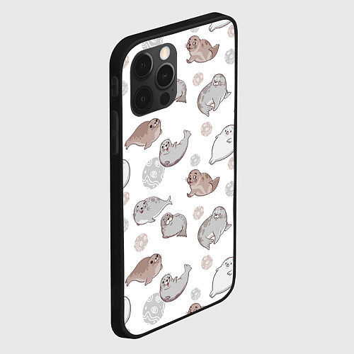 Чехол iPhone 12 Pro Милые тюлени / 3D-Черный – фото 2