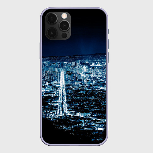 Чехол iPhone 12 Pro Ночной город night city / 3D-Светло-сиреневый – фото 1