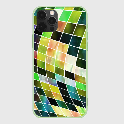 Чехол iPhone 12 Pro Разноцветные квадраты All Color Squares / 3D-Салатовый – фото 1