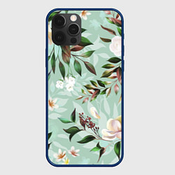 Чехол iPhone 12 Pro Цветы Мятный Сад