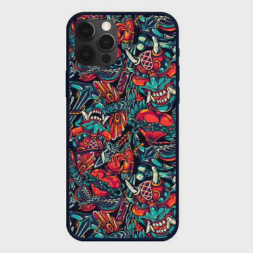 Чехол iPhone 12 Pro Japanese mask l Oni / 3D-Черный – фото 1