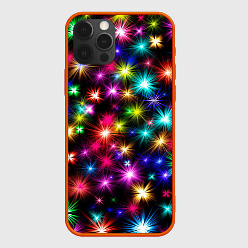 Чехол iPhone 12 Pro ЦВЕТНЫЕ ЗВЕЗДЫ COLORED STARS / 3D-Красный – фото 1