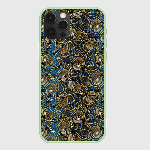Чехол iPhone 12 Pro Классические узоры текстуры / 3D-Салатовый – фото 1
