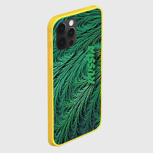 Чехол iPhone 12 Pro Узор из веток можжевельника Pattern of juniper bra / 3D-Желтый – фото 2