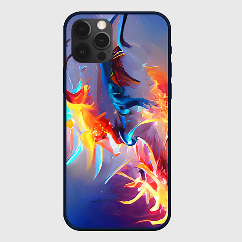 Чехол iPhone 12 Pro Замерзшее пламя / 3D-Черный – фото 1