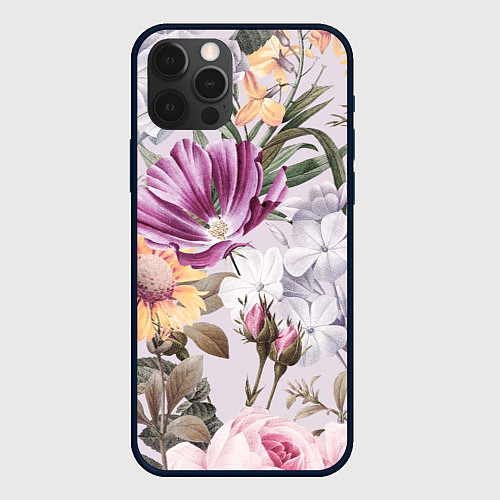 Чехол iPhone 12 Pro Цветы Романтический Букет / 3D-Черный – фото 1