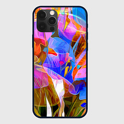 Чехол для iPhone 12 Pro Красочный цветочный паттерн Лето Colorful floral p, цвет: 3D-черный