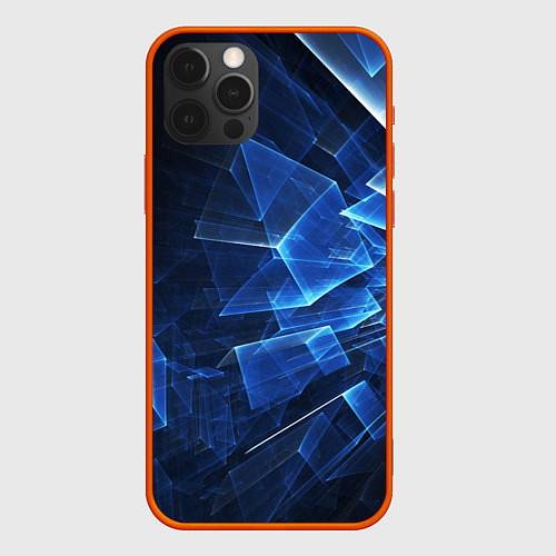 Чехол iPhone 12 Pro Abstract geometric Прозрачные синие голографически / 3D-Красный – фото 1