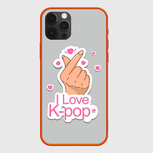 Чехол iPhone 12 Pro Я люблю K-pop - жест Хани / 3D-Красный – фото 1