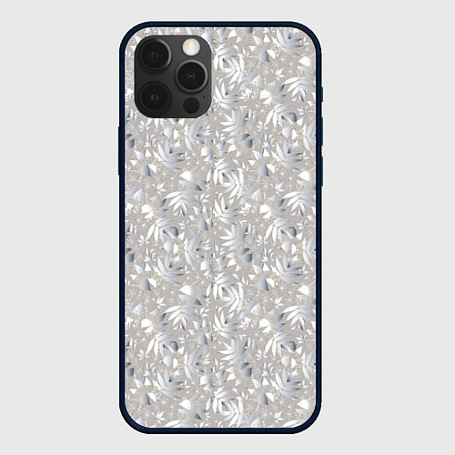 Чехол iPhone 12 Pro Белые объемные узоры / 3D-Черный – фото 1