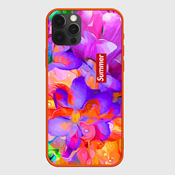 Чехол iPhone 12 Pro Красочный цветочный паттерн Лето Colorful Floral P