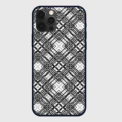 Чехол для iPhone 12 Pro Черно-белый геометрический узор в клетку, цвет: 3D-черный