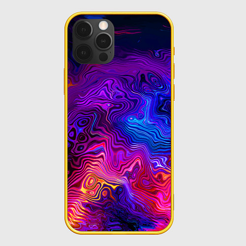 Чехол iPhone 12 Pro Цветные неоновые разводы на воде Авангард Colored / 3D-Желтый – фото 1