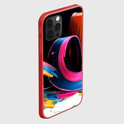 Чехол для iPhone 12 Pro Разноцветный мазки краски Абстракция Multicolored, цвет: 3D-красный — фото 2