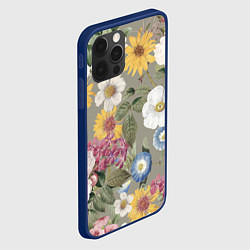 Чехол для iPhone 12 Pro Цветы Красочный Вечерний Узор, цвет: 3D-тёмно-синий — фото 2