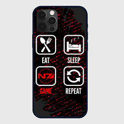 Чехол iPhone 12 Pro Eat, Sleep, Mass Effect, Repeat