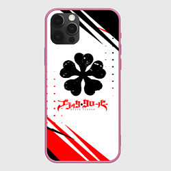 Чехол iPhone 12 Pro Чёрный клевер черная красная текстура