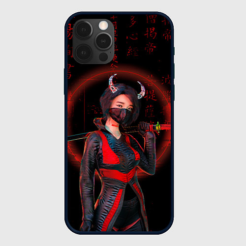 Чехол iPhone 12 Pro Neon oni кунаичи / 3D-Черный – фото 1