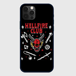 Чехол для iPhone 12 Pro HELLFIRE CLUB STRANGER THINGS, цвет: 3D-черный