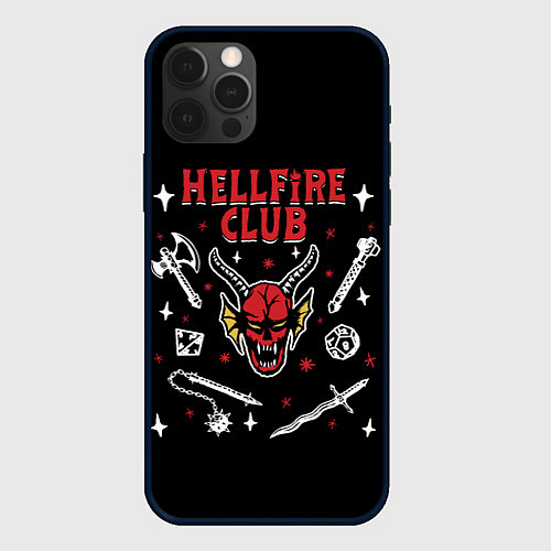 Чехол iPhone 12 Pro HELLFIRE CLUB STRANGER THINGS / 3D-Черный – фото 1