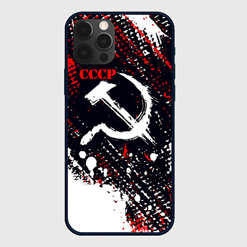 Чехол iPhone 12 Pro USSR - СССР - СЕРП И МОЛОТ - КРАСКА / 3D-Черный – фото 1