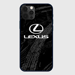 Чехол для iPhone 12 Pro Lexus - следы шин, цвет: 3D-черный