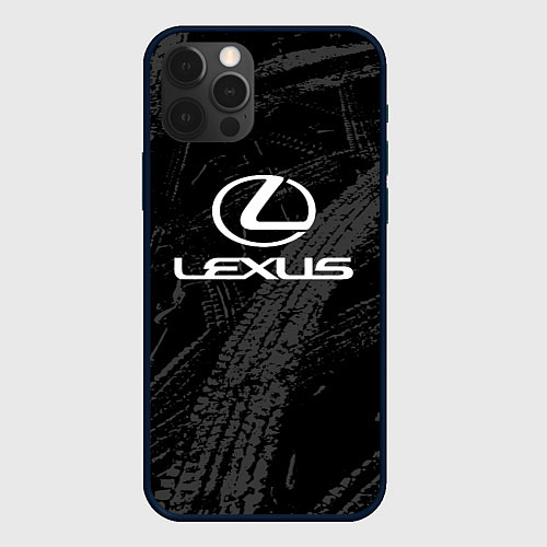 Чехол iPhone 12 Pro Lexus - следы шин / 3D-Черный – фото 1