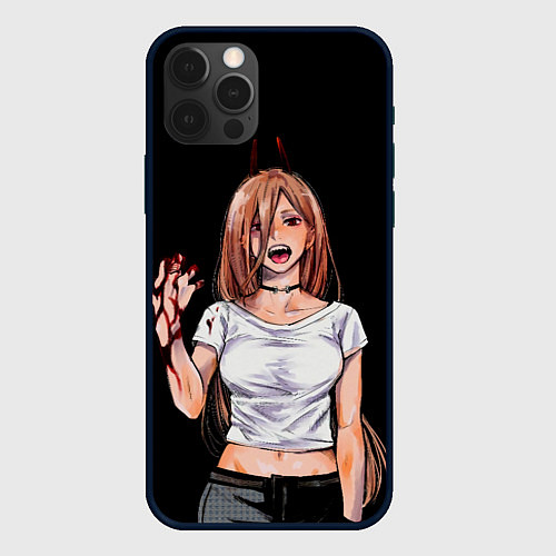 Чехол iPhone 12 Pro ПАУЭР ИЗ ЧЕЛОВЕК БЕНЗОПИЛА CHAINSAW MAN / 3D-Черный – фото 1