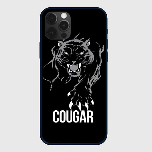 Чехол iPhone 12 Pro Cougar on the hunt - Пума на охоте / 3D-Черный – фото 1