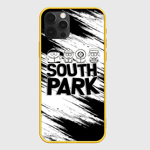 Чехол iPhone 12 Pro Южный парк - персонажи и логотип South Park / 3D-Желтый – фото 1