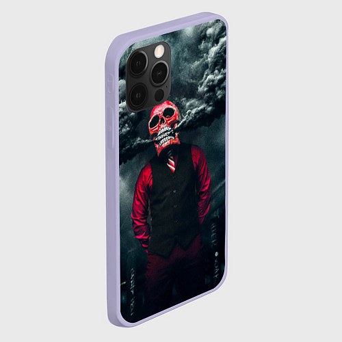 Чехол iPhone 12 Pro Smoke Дым Skull / 3D-Светло-сиреневый – фото 2