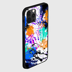 Чехол для iPhone 12 Pro Брызги и мазки разноцветных красок на белом фоне, цвет: 3D-черный — фото 2