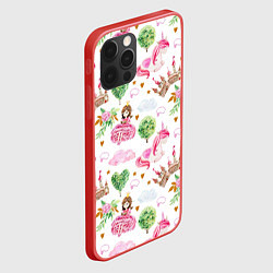 Чехол для iPhone 12 Pro Принцесса, замки и единороги, цвет: 3D-красный — фото 2