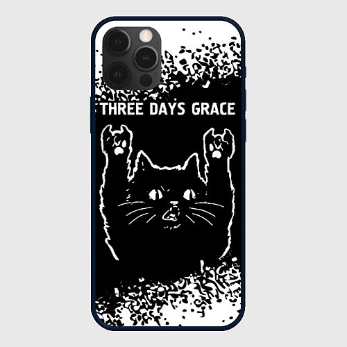 Чехол iPhone 12 Pro Группа Three Days Grace и Рок Кот / 3D-Черный – фото 1