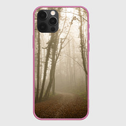 Чехол для iPhone 12 Pro Туманный лес на восходе, цвет: 3D-малиновый