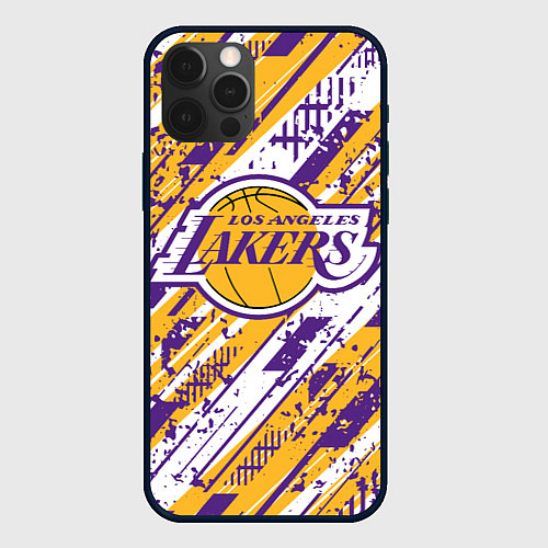 Чехол iPhone 12 Pro LAKERS ЛОС-АНДЖЕЛЕС ЛЕЙКЕРС / 3D-Черный – фото 1