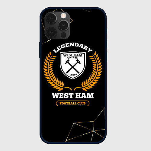 Чехол iPhone 12 Pro Лого West Ham и надпись Legendary Football Club на / 3D-Черный – фото 1