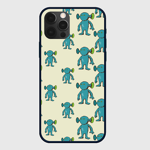 Чехол iPhone 12 Pro Милые зеленые человечки / 3D-Черный – фото 1