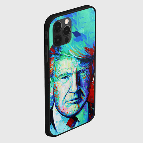 Чехол iPhone 12 Pro Дональд Трамп арт / 3D-Черный – фото 2