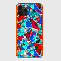 Чехол для iPhone 12 Pro Геометрический узор в бирюзово-красных тонах, цвет: 3D-красный