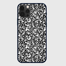 Чехол для iPhone 12 Pro Черно-белый кружевной ажурный узор, цвет: 3D-черный